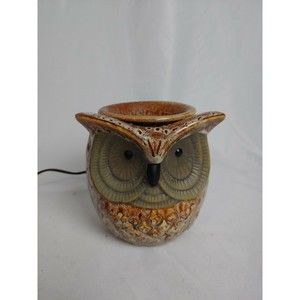 Ceramic Owl Electric Candle Warmer Burner Stone Pottery